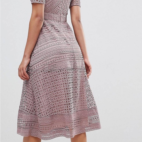 LAST CALL! ASOS Premium Occasion Lace Midi Mink US 0 - Picture 4 of 12